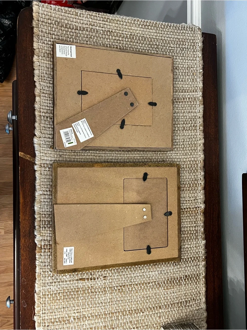 Whitewashed Wood Frames with Brown Wood Trim